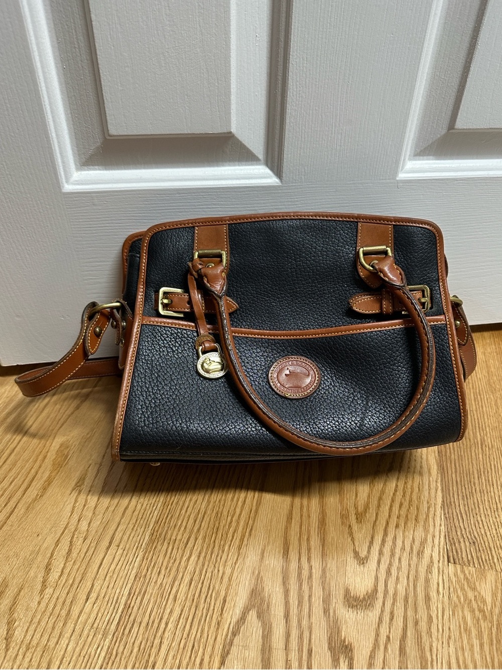 Vintage Dooney & Bourke Black Brown Leather Shouder Bag